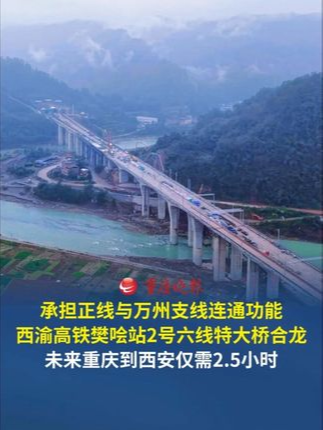 西渝高铁樊哙站2号六线特大桥合龙